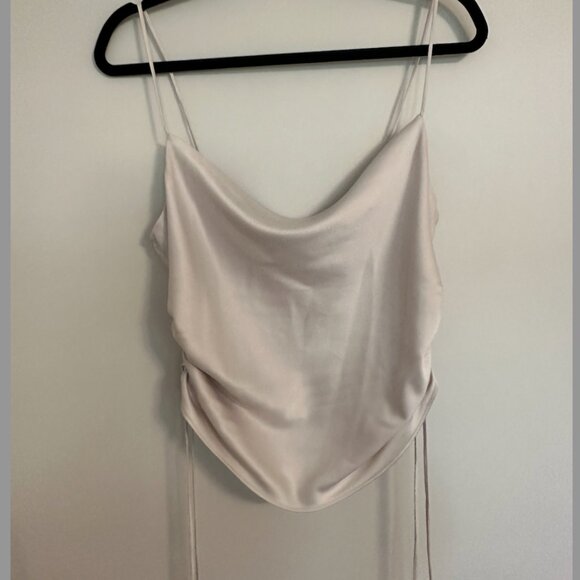 Satin Drawstring Side Cowl Neck Cami - Picture 3 of 6
